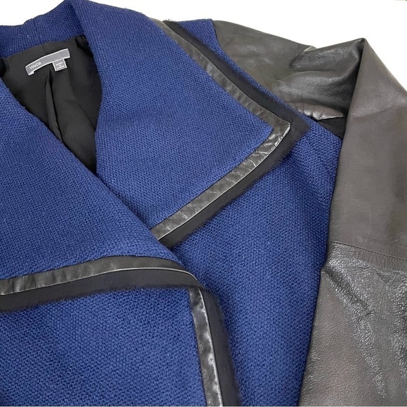 Vince Boucle Knit Lambskin Leather Drape Moto Jacket sz8 - Picture 15 of 15